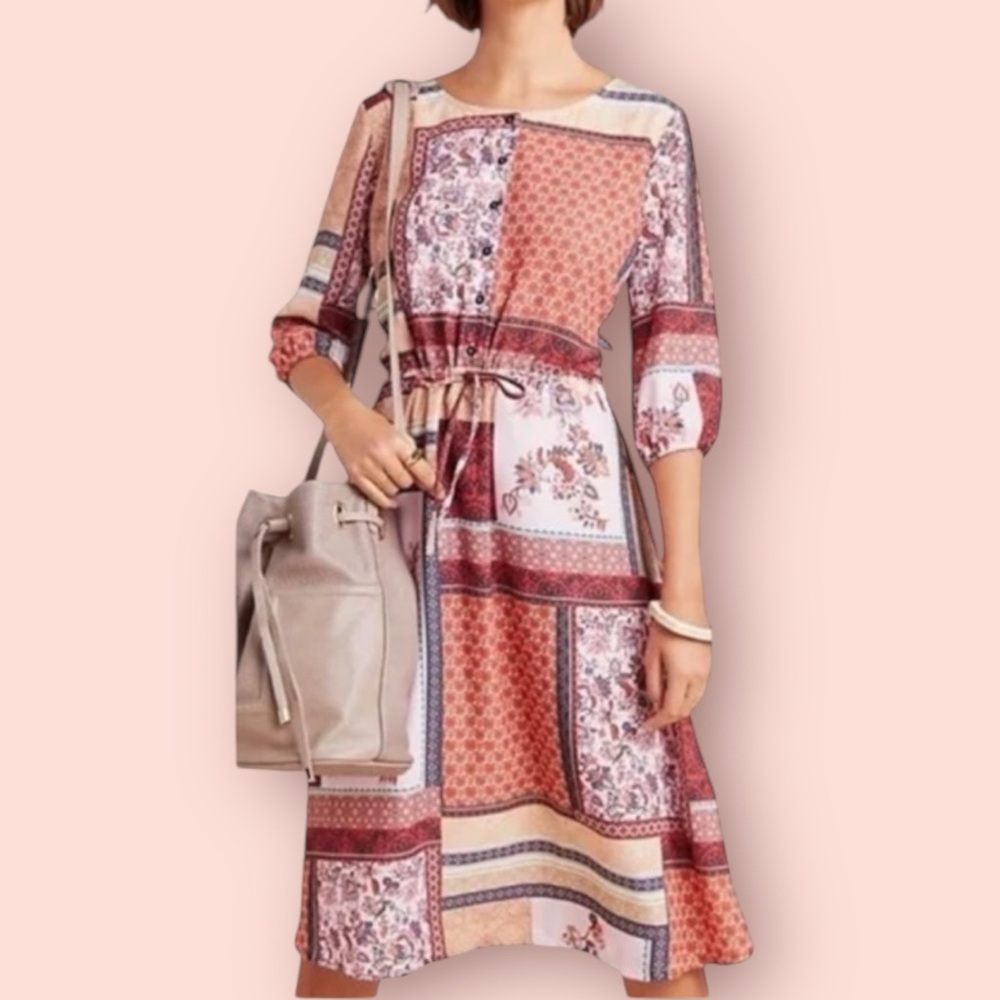 ANTHROPOLOGIE X ALDOMARTINS Serenity Patchwork Midi Dress